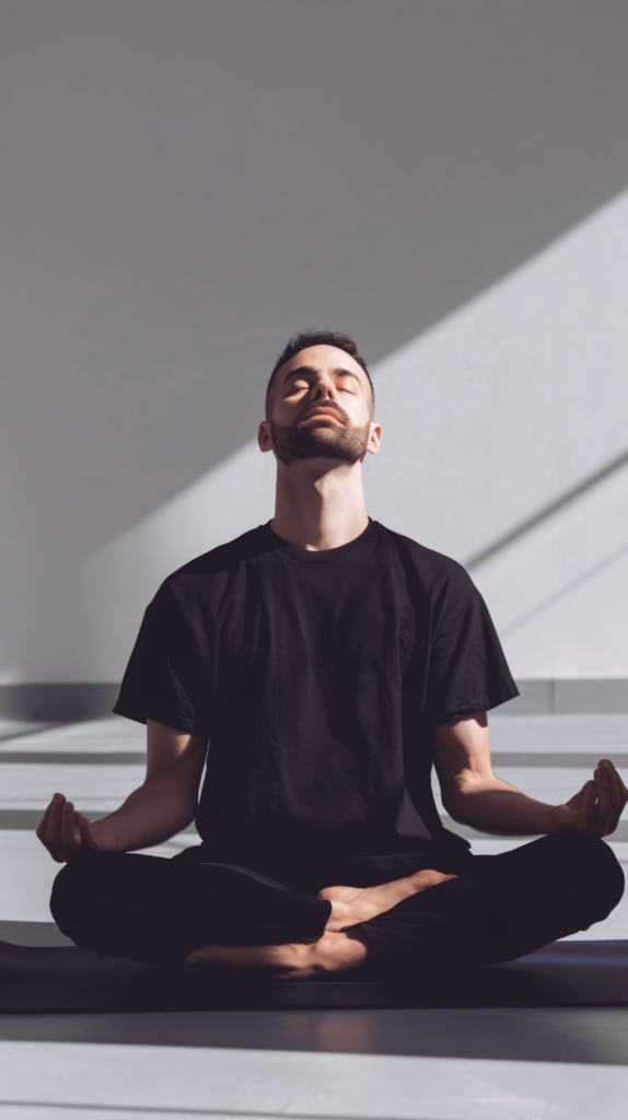 The man doing yoga